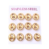 6 Pairs 304 Stainless Steel Stud Earrings EJEW-P340-02G-4