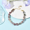 Nuggets Natural Tourmaline & Round Synthetic Non-magnetic Hematite Beaded Bracelets for Women BJEW-JB14177-1