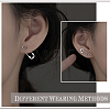 4 Pair Sterling Silver Safety Pin Shape Dangle Hoop Earrings for Men Women STER-AR0001-01-5