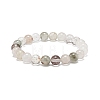 Natural Green Lodolite Quartz/Garden Quartz Round Beaded Stretch Bracelet BJEW-JB08919-02-1