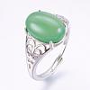 Adjustable Oval Natural Agate Finger Rings RJEW-P059-C01-3