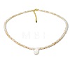 Natural White Shell Letter Faceted Glass Beaded Necklaces with 304 Stainless Steel End Chains SS7282-9-1
