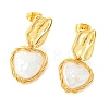 Brass with Natural Pearl Stud Dangle Earrings EJEW-JE07234-4
