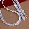 Popular Silver Color Plated Brass Flat Snake Chain Necklaces For Men NJEW-BB12844-2