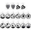 8 Pairs 8 Styles Halloween Spider Web & Witch & Cat & Skull Acrylic Dangle Earrings for Women EJEW-SC0001-36-1