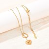 304 Stainless Steel Heart Pendant Lariat Necklaces for Women NJEW-A064-05G-3
