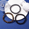3Pcs 3 Styles Natural & Synthetic Mixed Gemstone Round Beaded Stretch Bracelets Set BJEW-JB10139-05-2