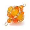 Dyed Natural Malaysia Jade Round and Glass Seed Beaded Lantern Links Connector Charms PALLOY-MZ01176-01-4