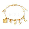 Bohemian 304 Stainless Steel & Brass Charm Bracelets GB2498-3-1