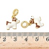 Brass White Enamel Puppy European Dangle Charms KK-K293-45G-3