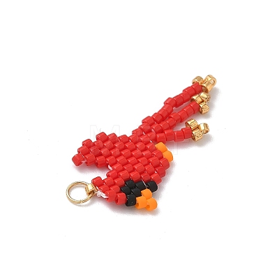 Glass Seed Beaded Bird Pendants PALLOY-MZ00920-01-1
