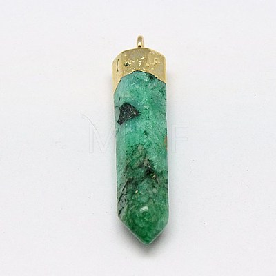 Natural Dyed Crystal Pencil Pointed Pendants G-L044-05-1