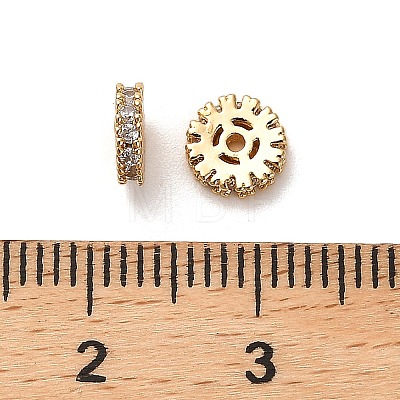 Brass Micro Pave Clear Cubic Zirconia Beads KK-B110-07G-1