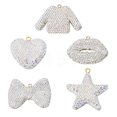 5Pcs 5 Styles Handmade Polymer Clay Pendants RB-BT0001-05C-1