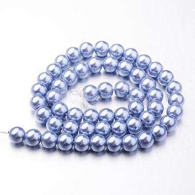 Eco-Friendly Dyed Glass Pearl Round Bead Strands X-HY-A008-8mm-RB015-1