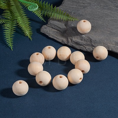 Unfinished Natural Wood Beads Spacer Craft Beads for DIY Macrame Rosary Jewelry X-WOOD-S651-25mm-LF-1