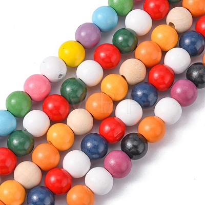 5 Strands 5 styles Halloween Spray Painted Natural Wood Beads Strands WOOD-YW0001-04-1