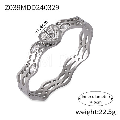 304 Stainless Steel Pave Cubic Zirconia Bangles FS-WG9DD70-02-1