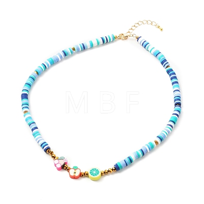 Fruits & Disc Handmade Polymer Clay Beaded Necklace for Teen Girl Women NJEW-JN03734-1