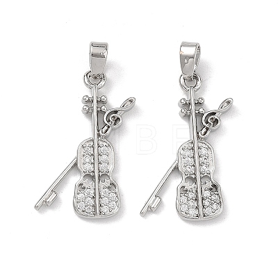Brass Micro Pave Clear Cubic Zirconia Pendants CU-L277-09P-1