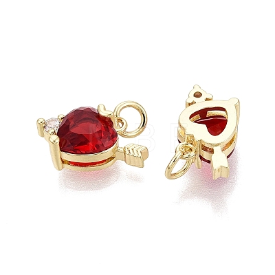 Valentine's Day Brass Micro Pave Cubic Zirconia Charms KK-Q072-05G-1