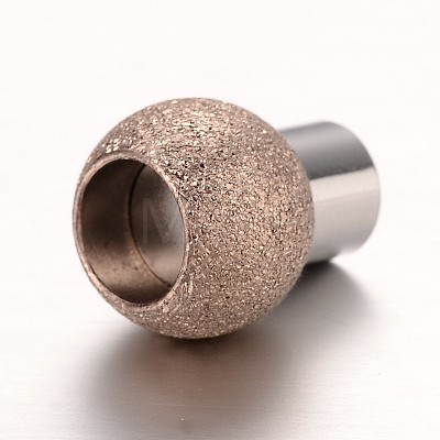 Textured 304 Stainless Steel Column Magnetic Clasps with Glue-in Ends STAS-I045-11-1