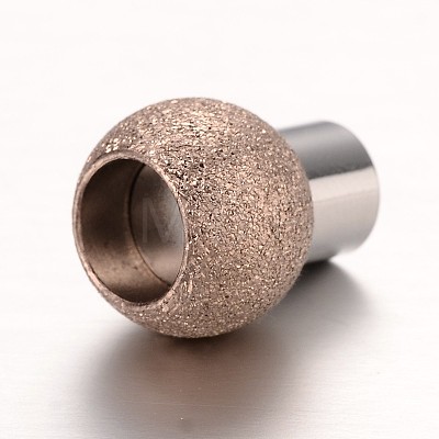 Textured 304 Stainless Steel Column Magnetic Clasps with Glue-in Ends STAS-I045-11-1