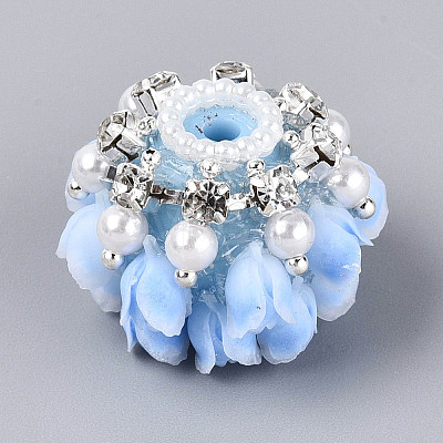 Acrylic with Resin Iron Rhinestone ABS Imitation Pearl Beads OACR-T031-04B-1