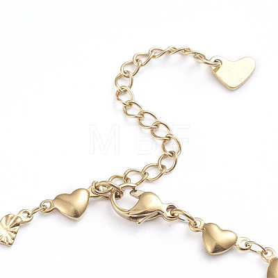 Heart 304 Stainless Steel Link Chain Bracelets BJEW-L673-008-G-1
