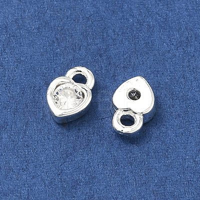 Brass Micro Pave Clear Cubic Zirconia Charms KK-G557-48S-1