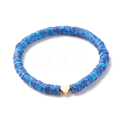 Handmade Polymer Clay Heishi Beads Stretch Bracelet BJEW-JB07392-1