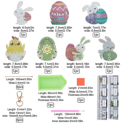 DIY Easter Theme Keychain Diamond Painting Kits DIY-SC0020-22-1