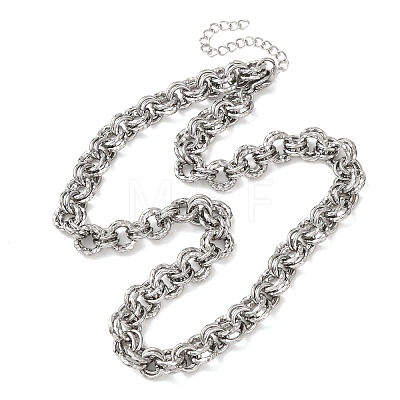 8MM 304 Stainless Steel Textured Double Rolo Chain Necklaces for Women NJEW-G194-05P-01-1