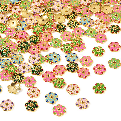160Pcs 8 Colors Alloy Enamel Bead Caps FIND-TA0008-38-1