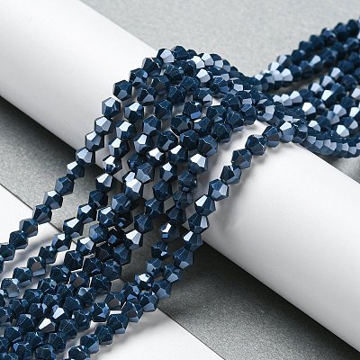 Opaque Solid Color Electroplate Glass Beads Strands GLAA-F029-P4mm-C09-1