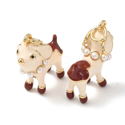 Brass with Enamel & ABS Plastic Imitation Pearl Pendants KK-CBA2F11-32G-1