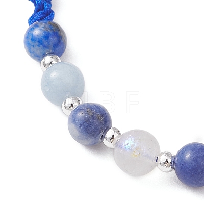 Natural White Moonstone & Lapis Lazuli & South Africa Sodalite & Dyed Quartz Round Beads Braided Bead Bracelets for Women BJEW-JB12917-06-1