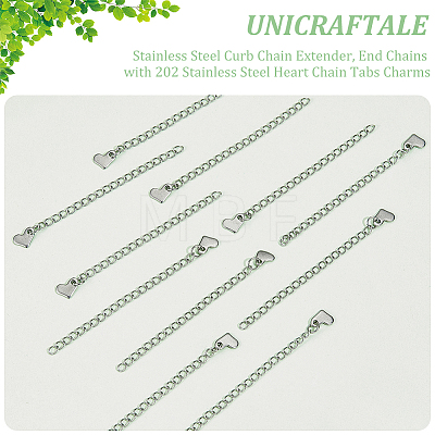 Unicraftale 30Pcs 304 Stainless Steel Curb Chain Extender STAS-UN0053-92-1