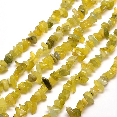 Natural Olive Jade Chip Bead Strands G-M205-30-1