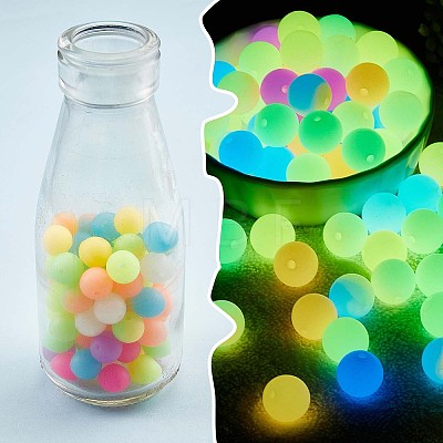 120Pcs Silicone Beads 12mm Fluorescent Silicone Beads for Keychain Making JX328A-1