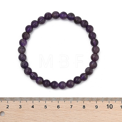 Natural Amethyst Beaded Stretch Bracelets BJEW-D446-B-47-1
