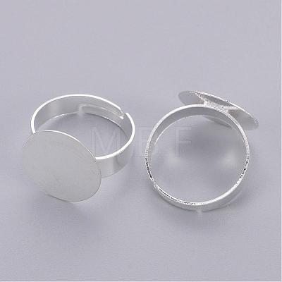 Adjustable Iron Silver Color Plated Pad Ring Base Findings X-IFIN-C046-S-1
