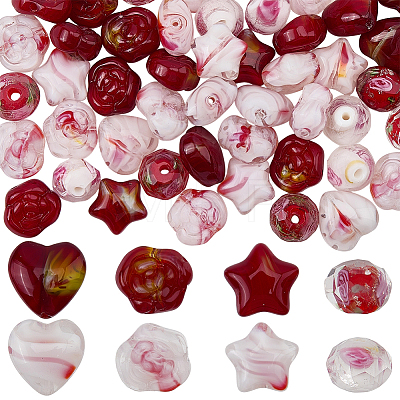 80Pcs 8 Styles Handmade Lampwork Beads LAMP-SC0001-88-1
