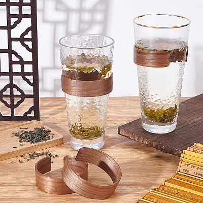   4Pcs 2 Style Walnut Wood Cup Sleeve AJEW-PH0003-87-1