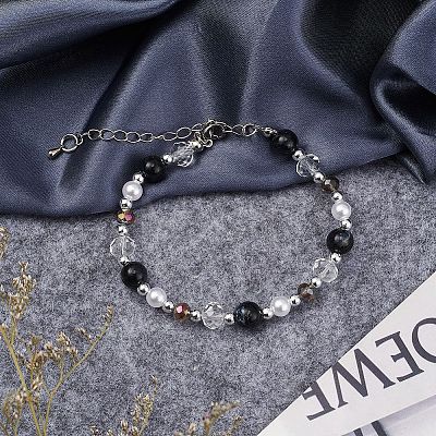 DIY Imitation Pearl and Gemstone Beads Bracelets Making Kit DIY-YW0004-33-1