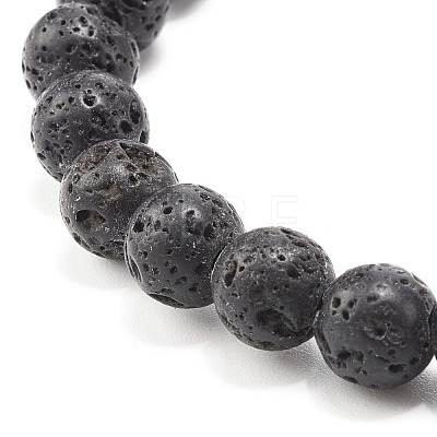Natural Lava Rock Round Beads Essential Oil Anxiety Aromatherapy Bracelets X1-BJEW-JB06921-1