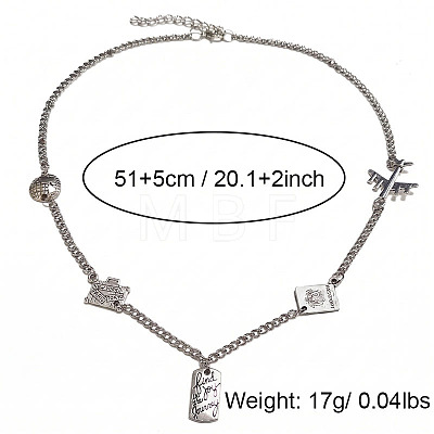 Vintage Alloy Iron Passport Airplane Multi Pendant Necklaces for Women WG98A05-01-1