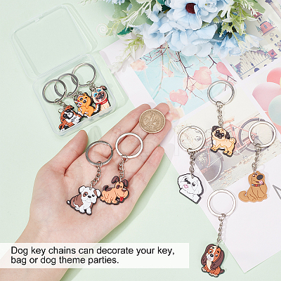 45Pcs 9 Style Cute Cartoon PVC Plastic Dog Pendant Keychain KEYC-CP0001-11-1