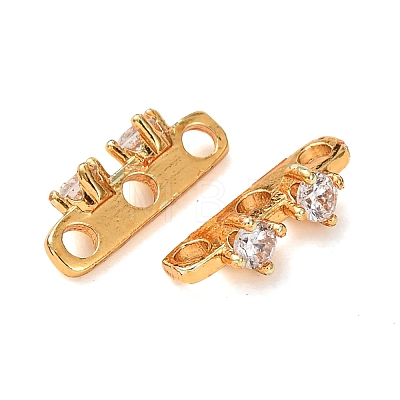 Brass Pave Clear Cubic Zirconia 3-Hole Spacer Bars KK-K422-21G-1