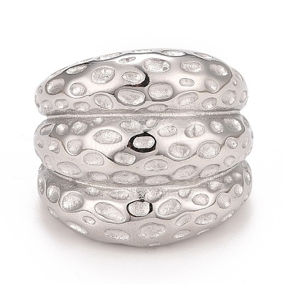 304 Stainless Steel Textured Chunky Finger Ring for Women RJEW-B040-08B-P-1